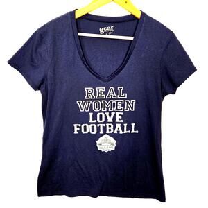 Hall of Fame Real Women Love Football V-Neck Tee, Navy